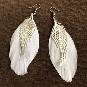 White feather earrings